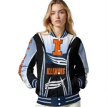 customized illinois fighting illini mesh effect blue black varsity jacket best selling.webp