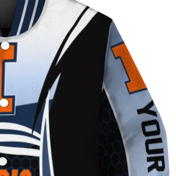 customized illinois fighting illini mesh effect blue black varsity jacket premium grade.webp