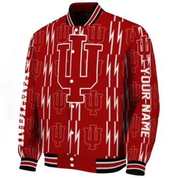 customized indiana hoosiers bolt stripe red varsity jacket best selling.webp