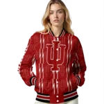 customized indiana hoosiers bolt stripe red varsity jacket best selling.webp