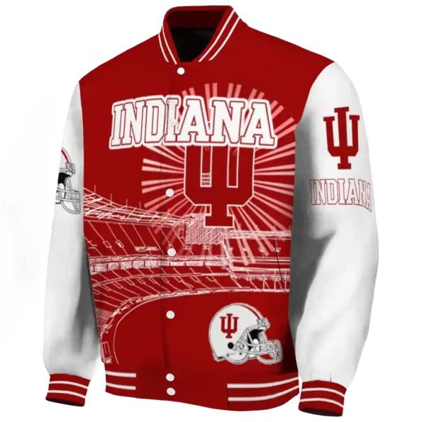 customized indiana hoosiers ferris arena red white varsity jacket best selling.webp