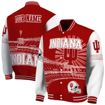 customized indiana hoosiers ferris arena red white varsity jacket fashion forward.webp