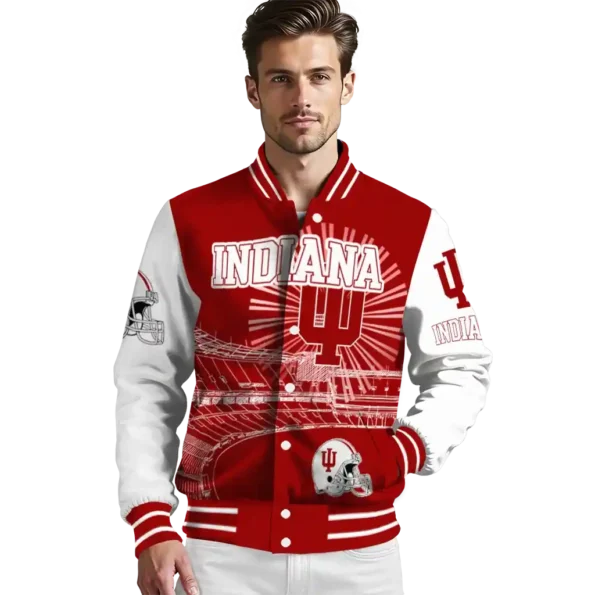 customized indiana hoosiers ferris arena red white varsity jacket high quality.webp