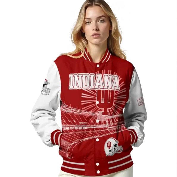 customized indiana hoosiers ferris arena red white varsity jacket latest model.webp