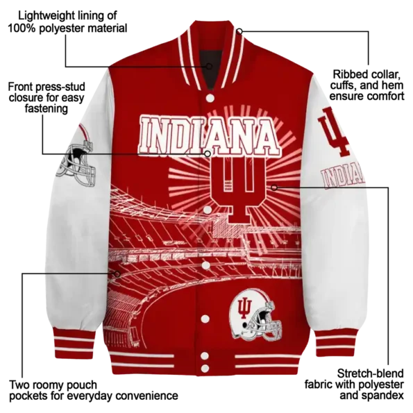 customized indiana hoosiers ferris arena red white varsity jacket new arrival.webp
