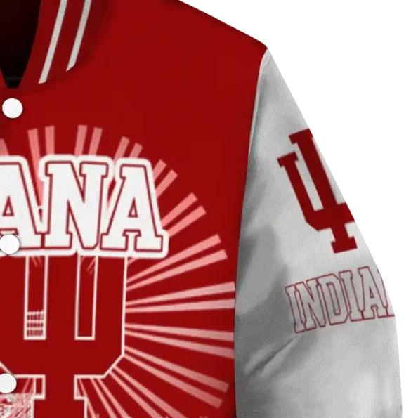 customized indiana hoosiers ferris arena red white varsity jacket premium grade.webp