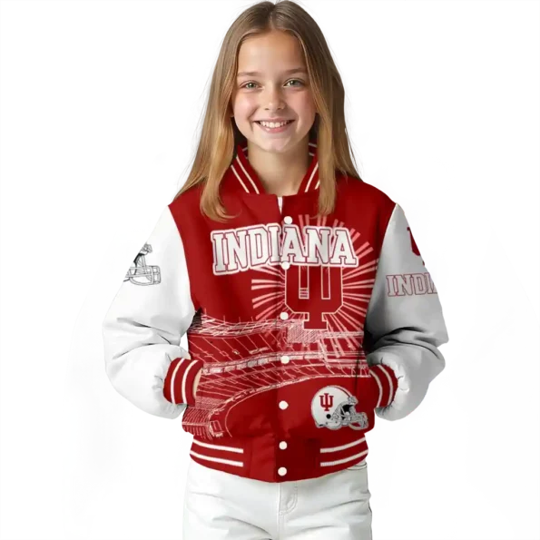 customized indiana hoosiers ferris arena red white varsity jacket top rated.webp