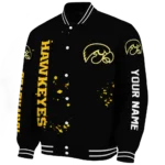 customized iowa hawkeyes hexagon cluster black varsity jacket best selling.webp
