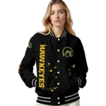 customized iowa hawkeyes hexagon cluster black varsity jacket best selling.webp