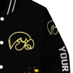 customized iowa hawkeyes hexagon cluster black varsity jacket best selling.webp