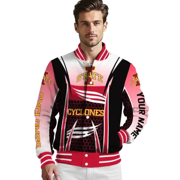 customized iowa state cyclones mesh effect red black varsity jacket high quality.webp