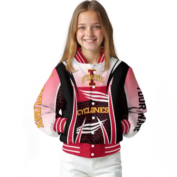customized iowa state cyclones mesh effect red black varsity jacket top rated.webp