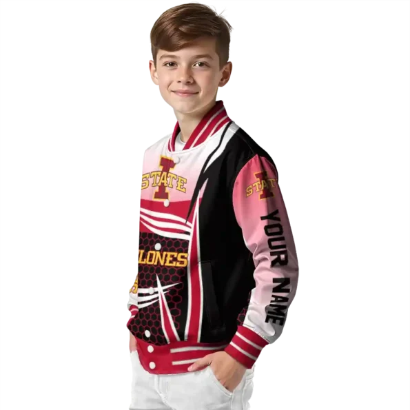 customized iowa state cyclones mesh effect red black varsity jacket trendy.webp