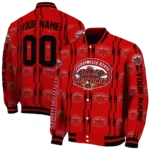 customized jacksonville state gamecocks bolt stripe red varsity jacket best selling.webp