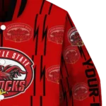 customized jacksonville state gamecocks bolt stripe red varsity jacket best selling.webp