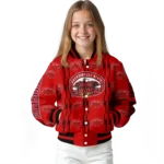 customized jacksonville state gamecocks bolt stripe red varsity jacket best selling.webp