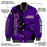 customized james madison dukes hexagon cluster purple black varsity jacket best selling.webp