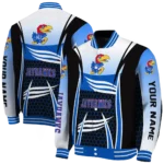 customized kansas jayhawks mesh effect blue black varsity jacket best selling.webp