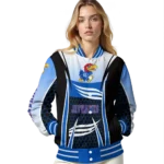 customized kansas jayhawks mesh effect blue black varsity jacket best selling.webp
