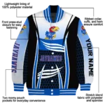 customized kansas jayhawks mesh effect blue black varsity jacket best selling.webp
