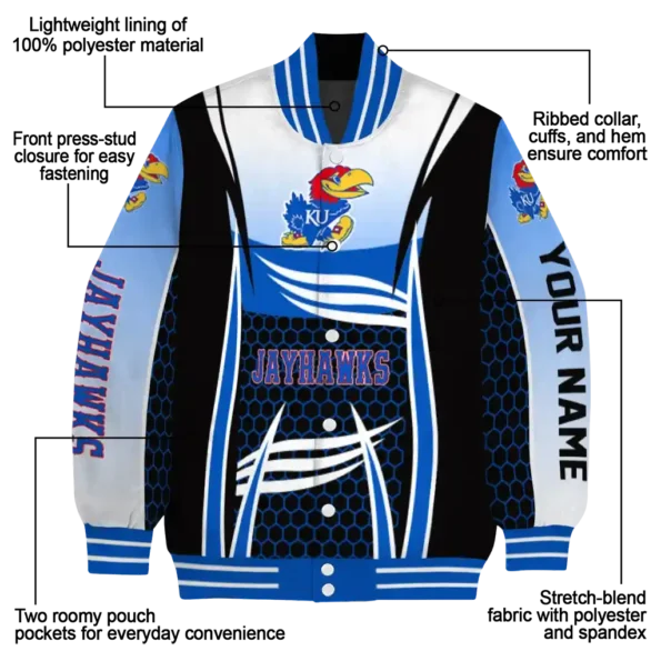 customized kansas jayhawks mesh effect blue black varsity jacket new arrival.webp