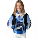 customized kansas jayhawks mesh effect blue black varsity jacket best selling.webp