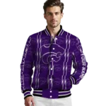 customized kansas state wildcats bolt stripe purple varsity jacket best selling.webp