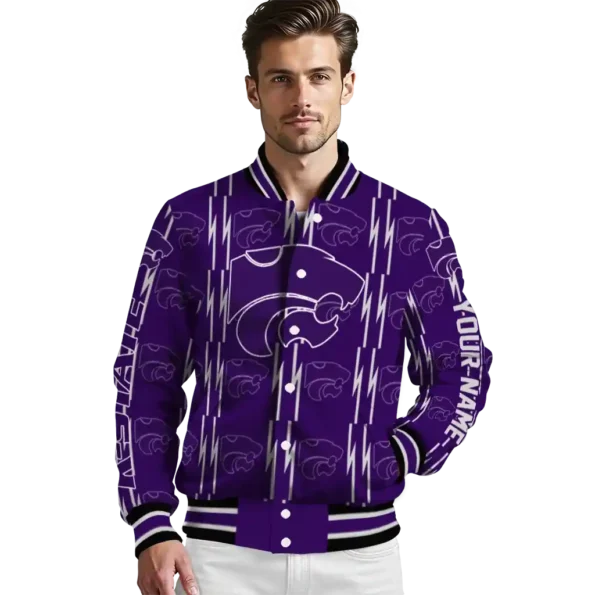 customized kansas state wildcats bolt stripe purple varsity jacket high quality.webp