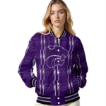 customized kansas state wildcats bolt stripe purple varsity jacket best selling.webp