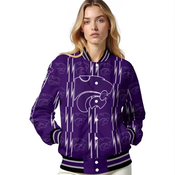 customized kansas state wildcats bolt stripe purple varsity jacket latest model.webp