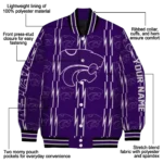 customized kansas state wildcats bolt stripe purple varsity jacket best selling.webp