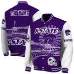 customized kansas state wildcats ferris arena purple white varsity jacket best selling.webp