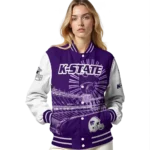 customized kansas state wildcats ferris arena purple white varsity jacket best selling.webp
