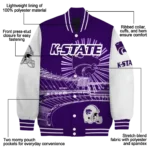 customized kansas state wildcats ferris arena purple white varsity jacket best selling.webp