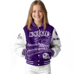 customized kansas state wildcats ferris arena purple white varsity jacket best selling.webp