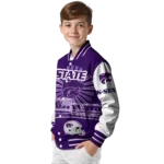 customized kansas state wildcats ferris arena purple white varsity jacket best selling.webp