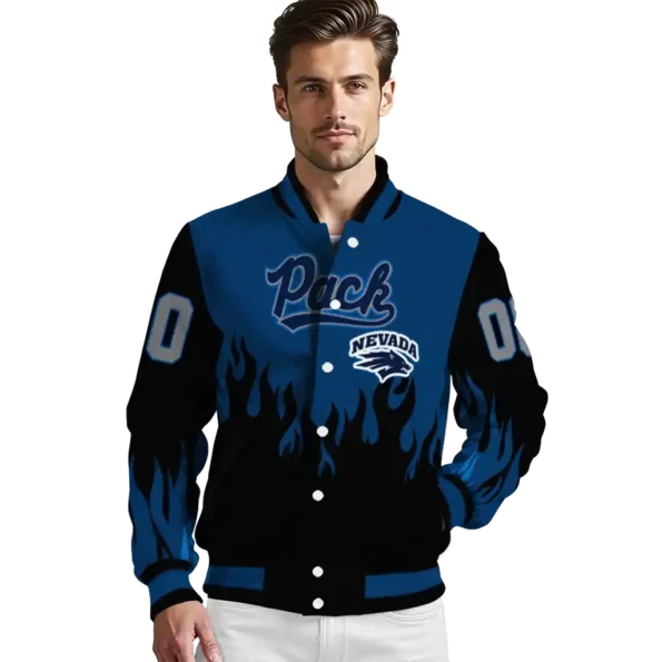 customized nevada wolf pack flame border blue black varsity jacket high quality.webp