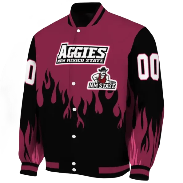 customized new mexico state aggies flame border crimson black varsity jacket best selling.webp