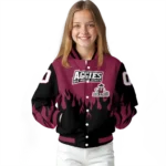 customized new mexico state aggies flame border crimson black varsity jacket best selling.webp