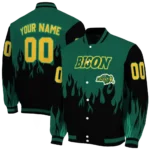 customized north dakota state bison flame border green black varsity jacket best selling.webp
