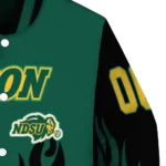 customized north dakota state bison flame border green black varsity jacket best selling.webp