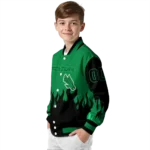 customized north texas mean green flame border green black varsity jacket best selling.webp