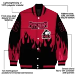 customized northern illinois huskies flame border red black varsity jacket best selling.webp