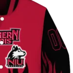 customized northern illinois huskies flame border red black varsity jacket best selling.webp