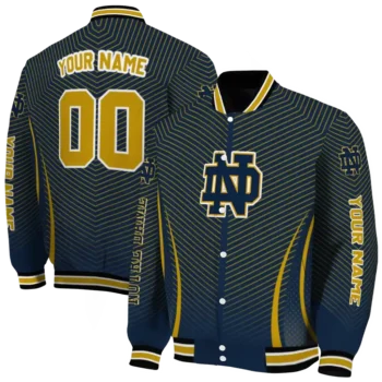customized notre dame fighting irish chevron arrow navy varsity jacket fashion forward.webp