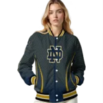 customized notre dame fighting irish chevron arrow navy varsity jacket best selling.webp