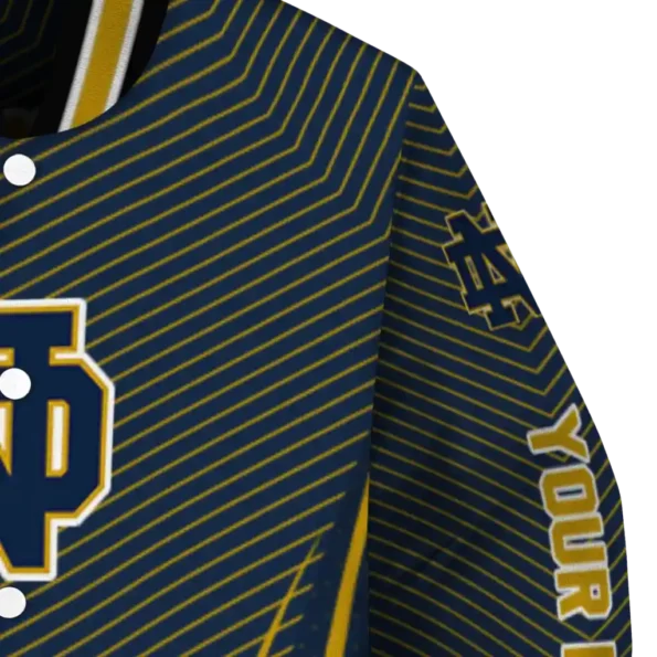 customized notre dame fighting irish chevron arrow navy varsity jacket premium grade.webp