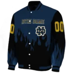 customized notre dame fighting irish flame border navy black varsity jacket best selling.webp