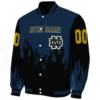 customized notre dame fighting irish flame border navy black varsity jacket best selling.webp