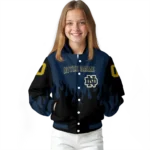 customized notre dame fighting irish flame border navy black varsity jacket best selling.webp